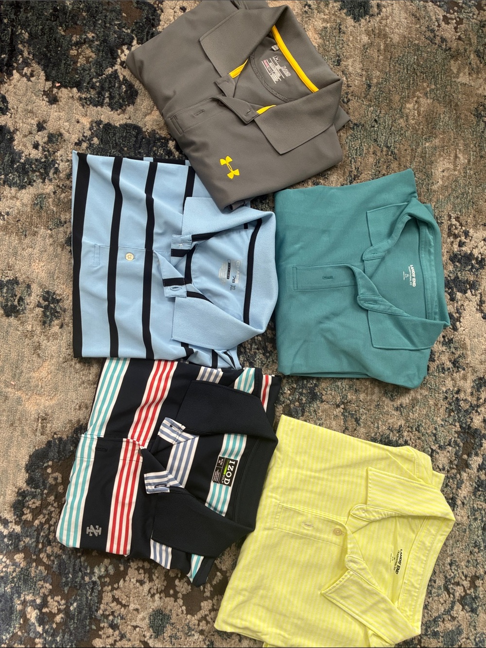 Six Assorted Men's Polos- Under Armour, Lands End, Chaps, Izod